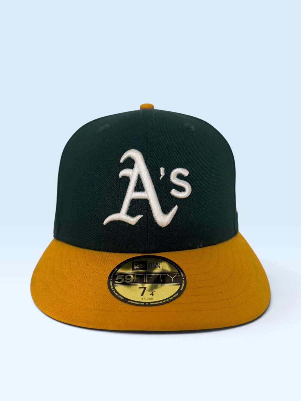 New Era 59FIFTY Oakland Athletics MLB Fitted Hat Size 7 1/4 Dark Green Gold